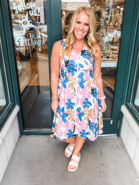 Cotton Voile Zip Front Dress