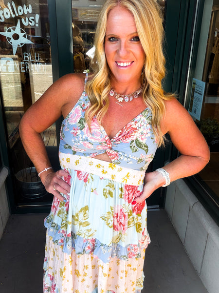 Twist Front Ruffle Tiered Maxi