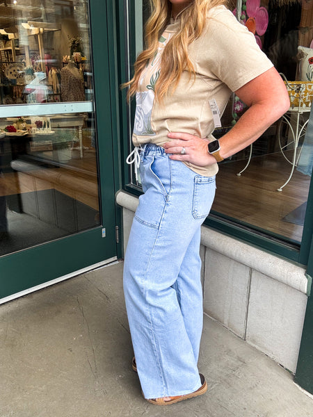 High Rise Drawstring Jean