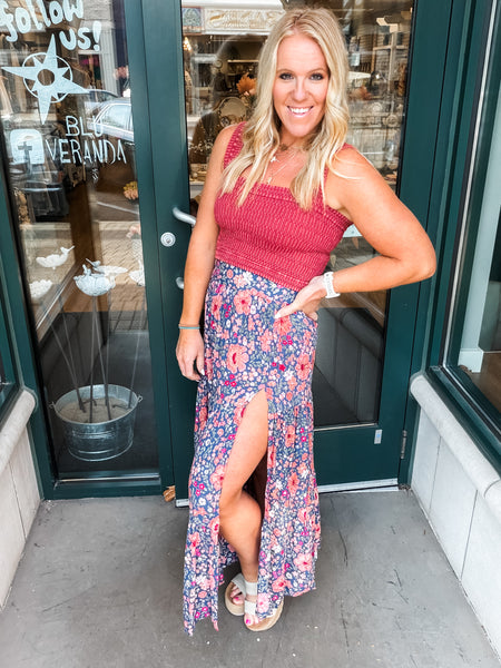 Tiered Maxi Skirt with Slit