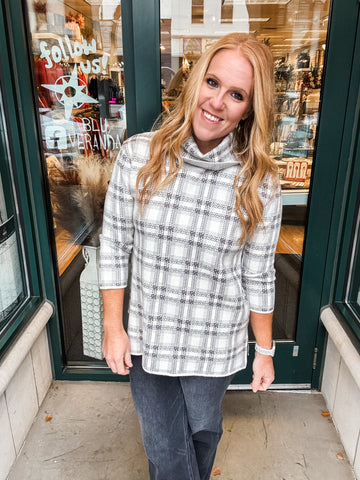 Plaid Turtle Neck Top