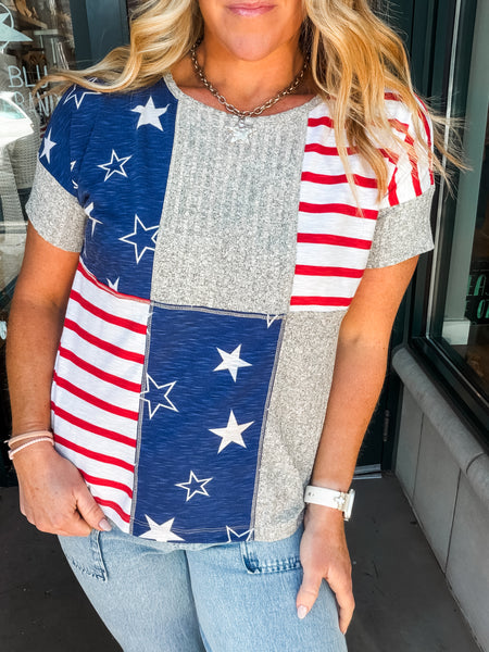Patched Up America SS Top
