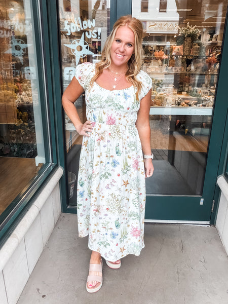 Printed Gauze Midi Dress
