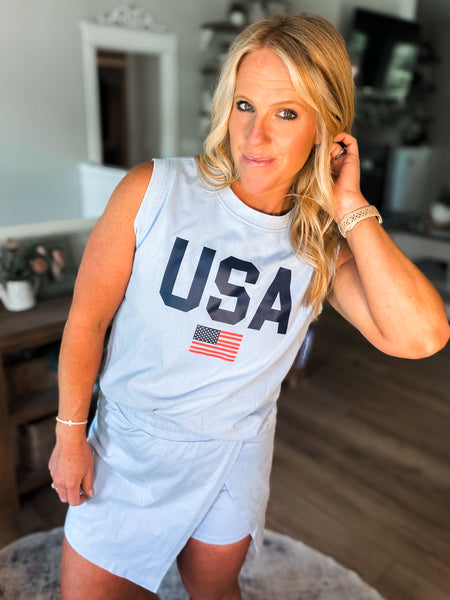 USA Flag Crew Tank Top