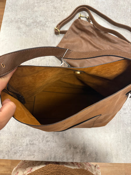 Faux Suede Hobo Handbag