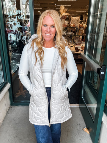 Pearl Puffer Long Vest