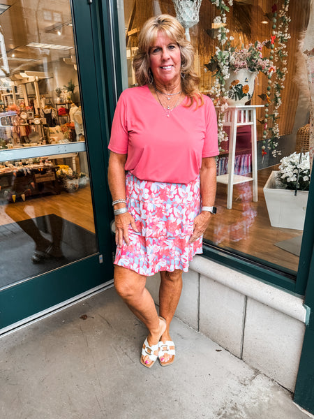 Coral Floral Skort