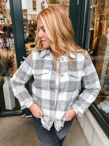 Plaid Fringe Jacket