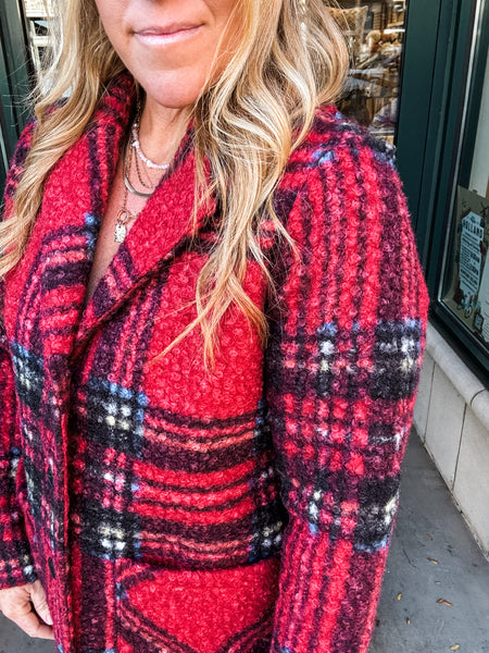 Plaid Boucle Coat