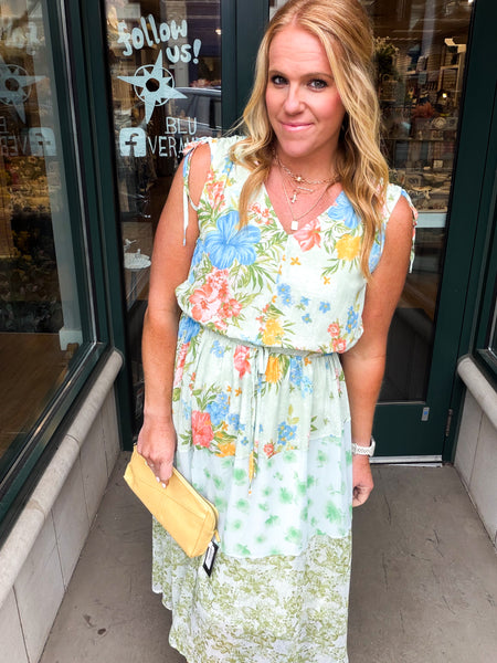 Mixed Print Sleeveless Dress
