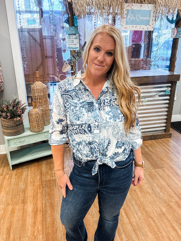 2 Way Printed Crepe Blouse