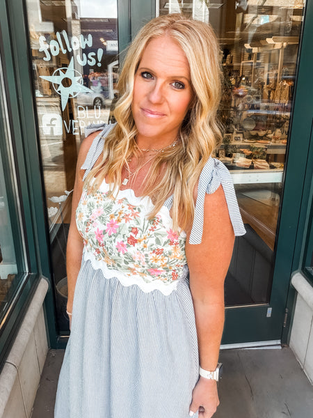 Floral Stripe Midi Dress