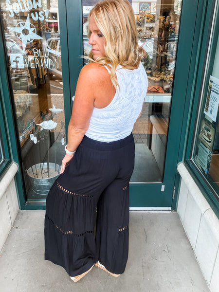 Wide Leg Pant w/ Lace insert