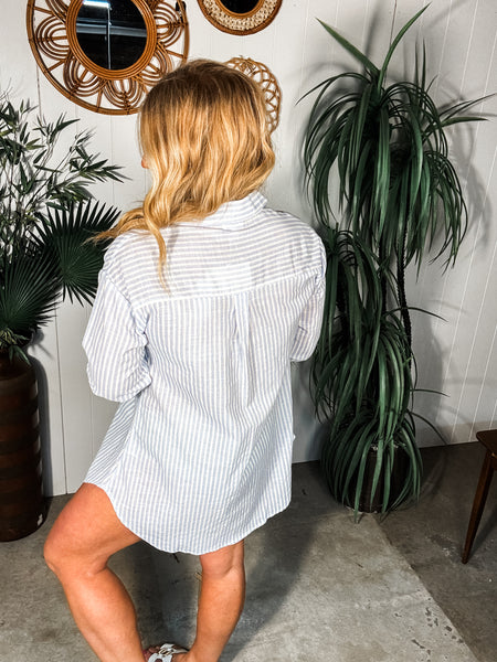Linen Striped Shirt Dress