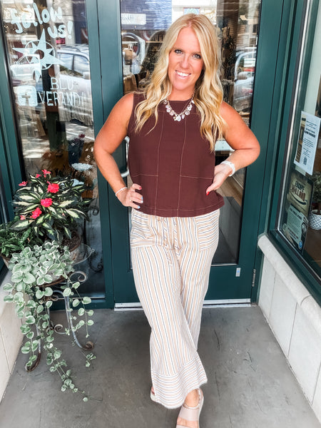 Woven Striped Wide Leg