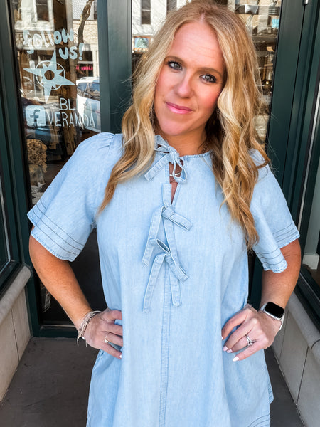 Ribbon Denim Dress