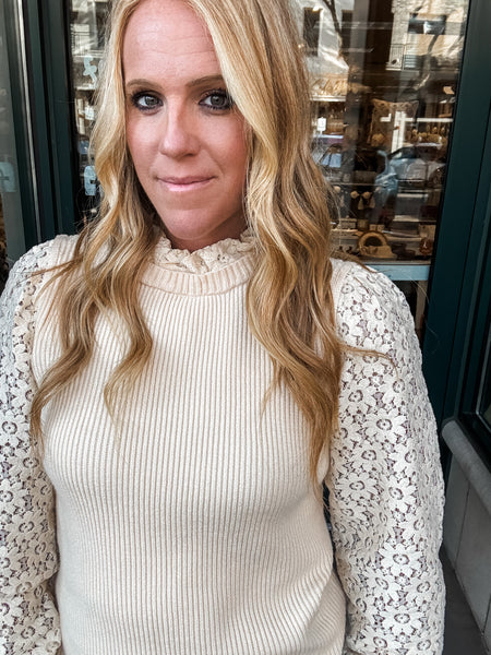 Lace Sleeve Sweater