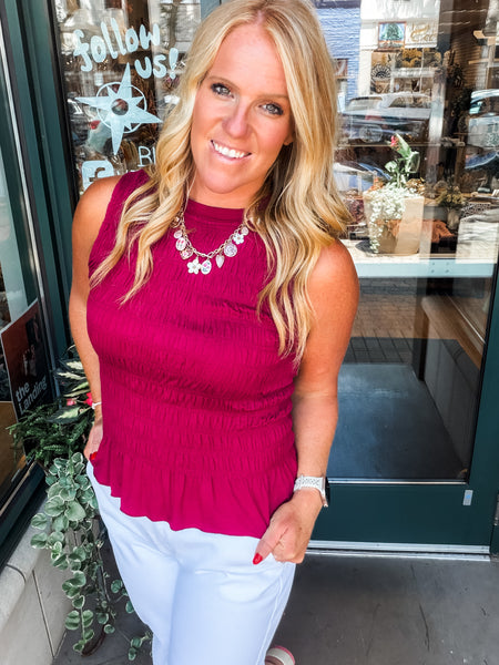 Smocked Ruffle Hem Top