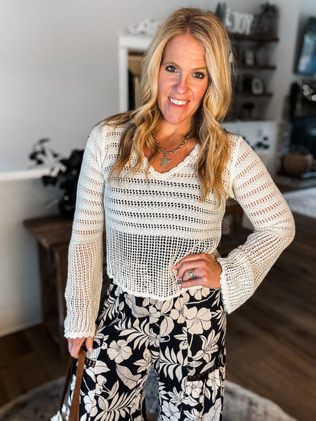 Flare Sleeve Pullover Sweater