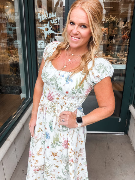 Printed Gauze Midi Dress