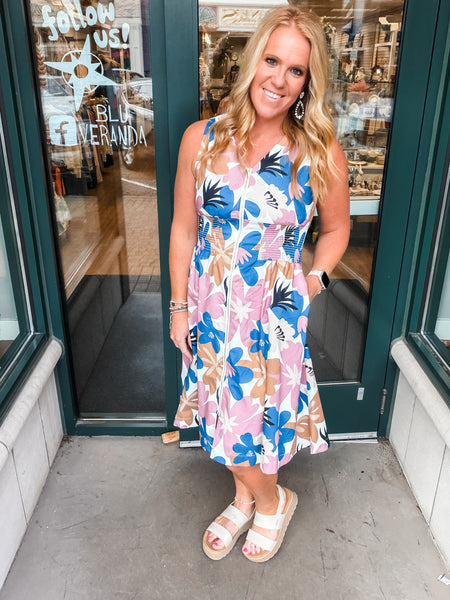 Cotton Voile Zip Front Dress