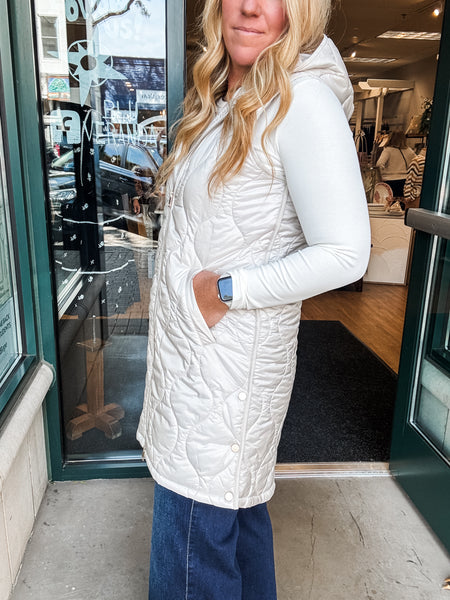 Pearl Puffer Long Vest