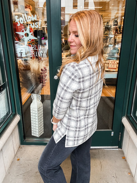 Plaid Turtle Neck Top