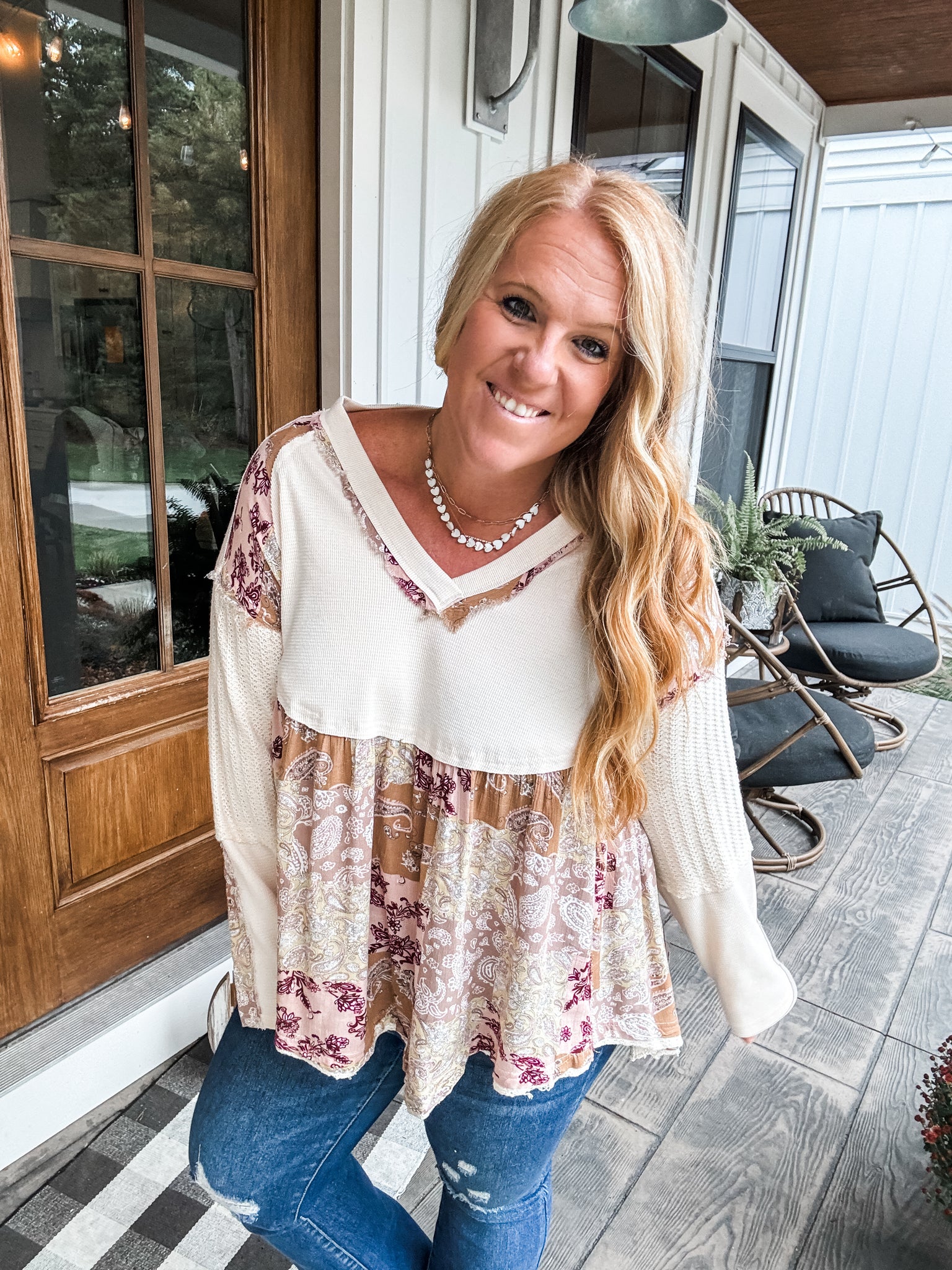 Paisley & Flower VNeck Top